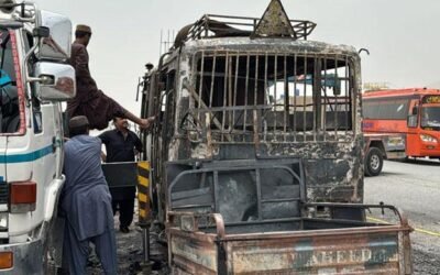 Five killed after passenger bus catches fire in Balochistan