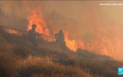 Thousands evacuated as wildfires rage on Greece’s Crete